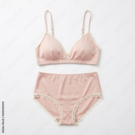 Pink Satin Lingerie Set Bra and Panties