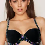Half Cup Flower Print Underwired Double Padded Bra