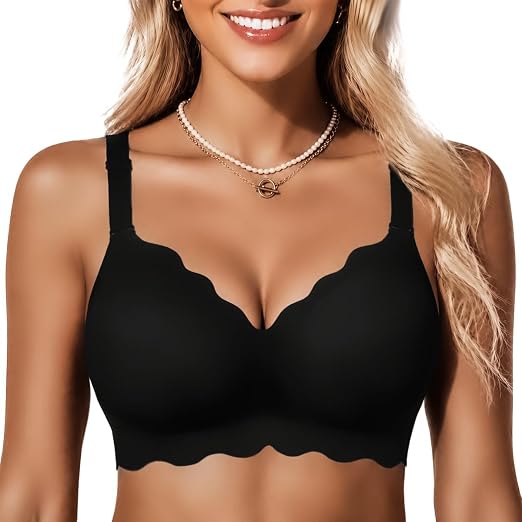 COCOMARTS Underwire Scalloped Wireless Bralettes Black